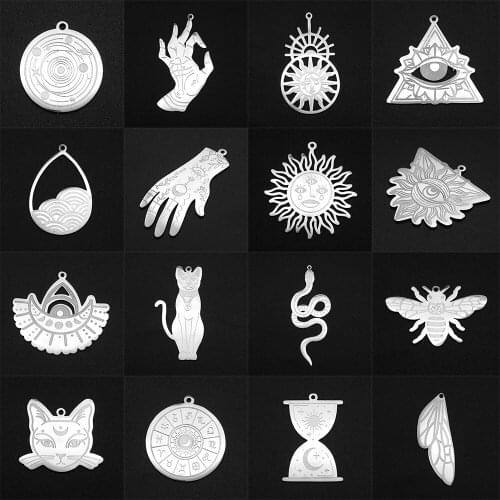 5pcs/lot 100% Stainless Steel Hand Eye Cat Snake DIY Necklace Charm Pendant Wholesale Jewelry Bracelet Making Finding Supplies