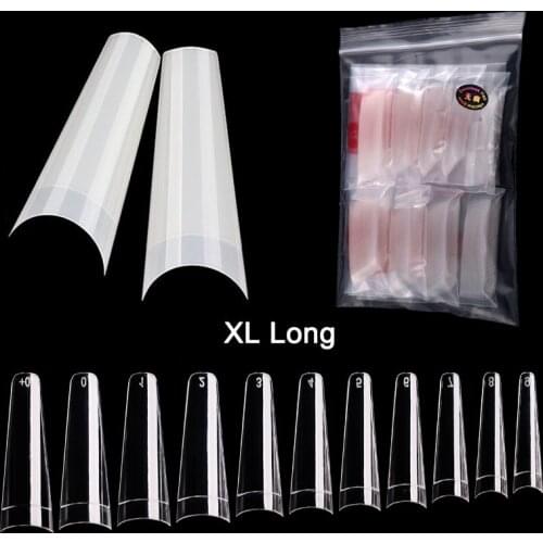 550 Pcs/Bag Ultra-thin French False Nails Coffin Salon Fake Nails Extra XL Long Professional Nail Tips Nature Clear Ballet Shape