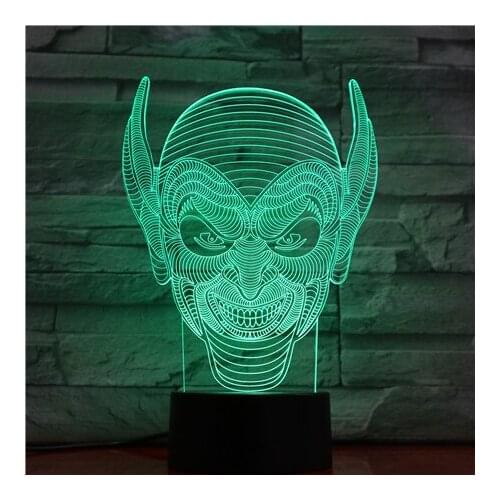 Halloween Acrylic Desk Lamp Skull 3D Ilusion Night Light LED Touch Switch Nightlight Home Party Room Decor Cool Kids Friend Gift