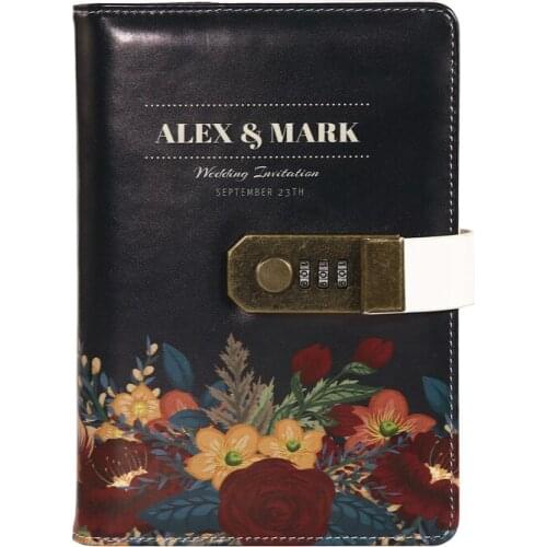 Flowers B6 Vintage Password Diary Planner Organizer Notebook Grid Line Blank Sketchbook Business Agenda 2021 Notepad Stationery