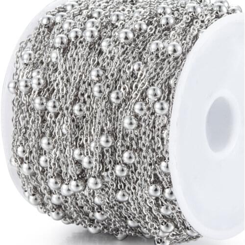 Stainless Steel 1.5mm Bead Chains Ball Chain Necklace Bracelet Keychain Trinket Dog Tag Component For Jewelry Making Accessories
