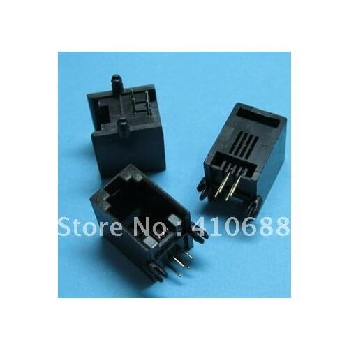 Black 4P4C Without flange Side entry Modular Network PCB Jack Connector 30 Pcs per lot