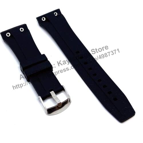 25mm Black Rubber Silicone Watch Band Strap compatible for Concord