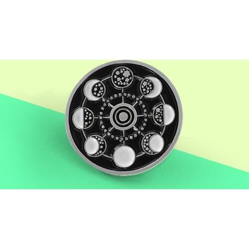 Moon Black circle change of the moon Brooches Enamel Pins Lapel Astronomy Amateur Jewelry