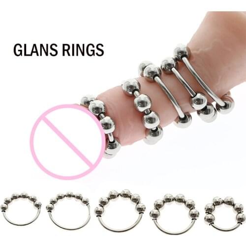 Men Cock Ring Head Glans Penis Ring Metal Ball Stainless Steel Dick Sex Increase Orgasm Sex Products for Men Adult Toys