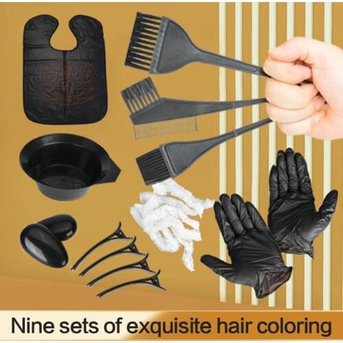Dye Hair Tool Pro Salon Hair Dyeing Brush Hair Dyeing Cream Bowl Coloring Brush Comb Earcap Clip Dyeing Cape Kits Hair Tint Set