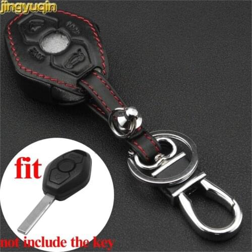 Jingyuqin 2 Buttons Remote Leather Car Key Case for BMW X3 X5 Z3 Z4 3 5 7 SERIES E38 E39 E46 E83 M5 325i Car Key Holder Styling