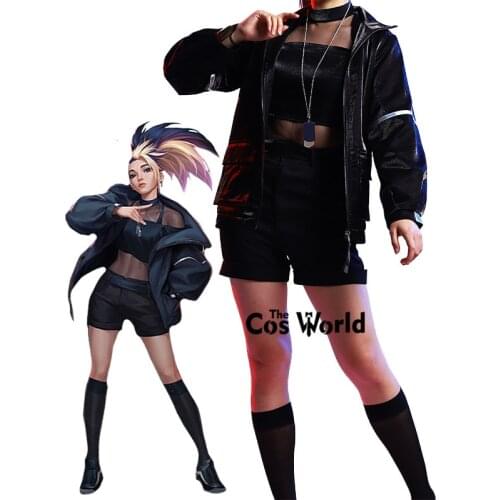 LOL KDA Girl Group The Baddest Akali Uniform Coat Tops Shorts Outfit Games Customize Cosplay Costumes