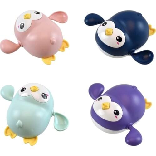 28EC Mini Penguin Toy Clockwork Water Play Set Interactive Bathtub Boat for Infant