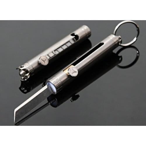 Mini Titanium Alloy Knife Sharpener Multi Function Mini Pocket Knife Outdoor Portable Demolition EDC Knife Paper Key Rings