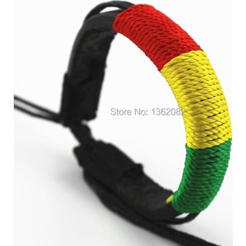 Fashion Men Womens Red/Yellow/Green Colorful Hand-woven Surfing Hemp Leather Bracelets Summer MB134