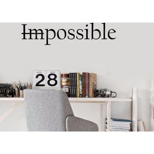 Motivation Quote Words Impossible Possible Vinyl Wall Decal Stickers Bedroom Inspiring Letters Wall Stickers Office Decor 6942