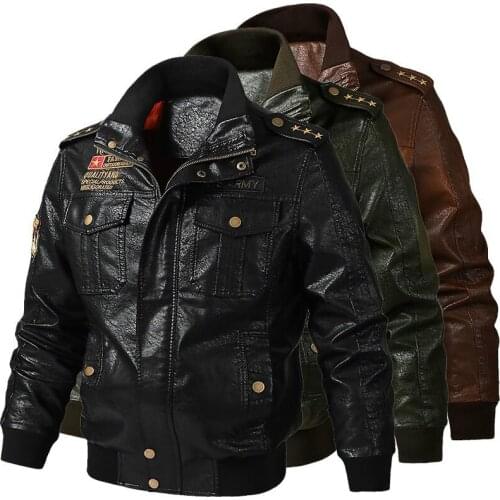 Mens Classical Motocycle Jacket Winter Skin Thick Man Leather Jacket Moto Autumn Zipper Jacket Biker Coat Large Size