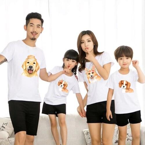 Matching Family Outfits Mommy Daddy And Me Clothes Mother Father Daughter Son T-shirts Couple Kids Funny Cartoon Printed Shirts