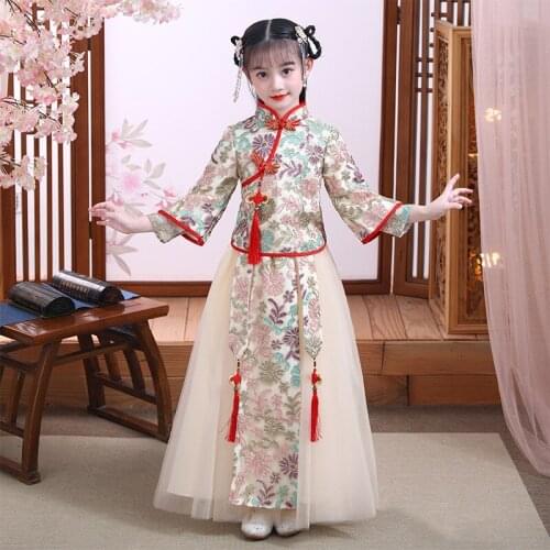 Autumn And Winter Girls' Hanfu Ancient Style Ru Skirt Thickened Chinese Style Long Sleeves Dress Stage Performance Costume