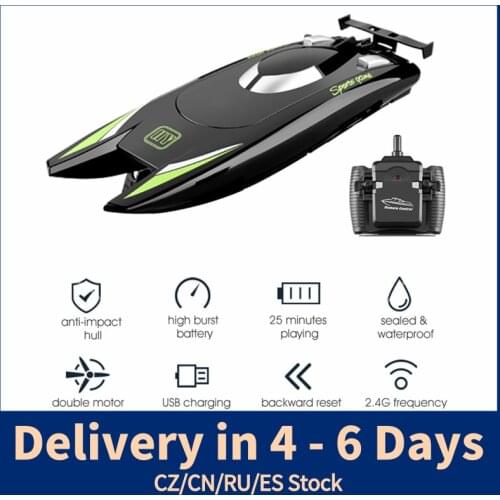 2.4G Radio RC Boats 25KM/H High Speed RC Racing Boat 7.4V Capacity Battery Remote Control Boats Dual Motor for Kids Adult Gift