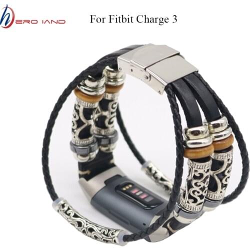 Retro Leather Strap Bracelet for Fitbit Charge 4 Band Replacement Watch Band for Fitbit Charge 3 Smart Watchband Accessories