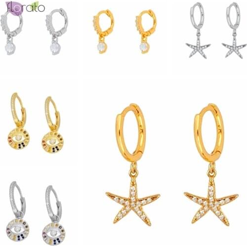 Star/Crystal/Eye Shaped Exquisite Pendant 925 Sterling Silver Ear Buckle Fashion Simple Hoop Earring Elegant Jewelry For Women