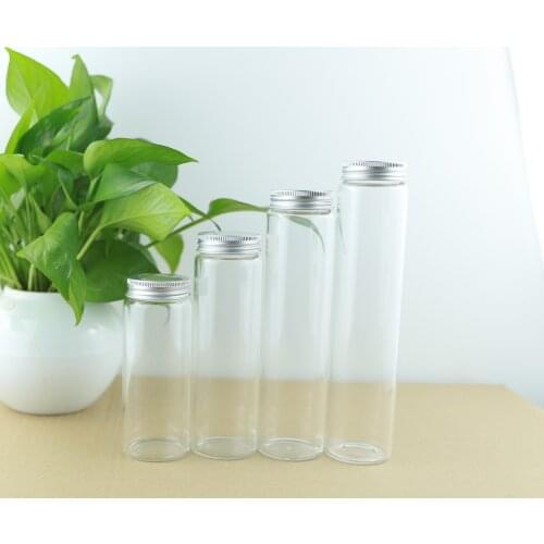 12PCS/lot 150ml/200ml/240ml/260ml Glass Bottles Silver Screw Cap Cute Jar Vials DIY Craft Transparent Container