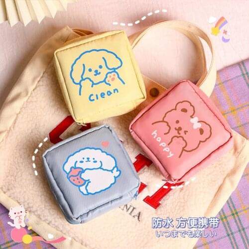 Women Sanitary Napkin Bag Girls Waterproof Storage Bag Cute Monery Coin Purse Student Kawaii Clutch Bag Korea Bear Pocket