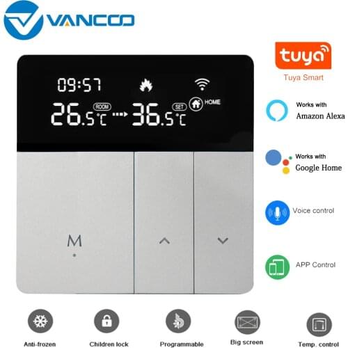 Tuya Wifi Aleax Electric Floor Heating Thermostat VoiceTemperature Controller Touch Screen Mobile Phone Program Thermoregulator