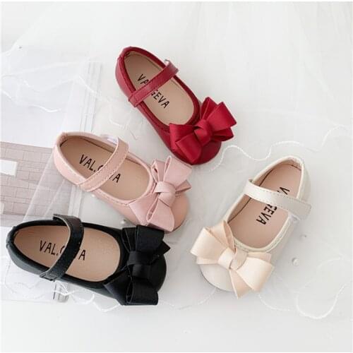 Baby Girls Princess Shoes Lovely Bow Tie Childrens Flats Casual PU Leather Shoes Toddler Summer Spring Flowers Shoes 2-7Y