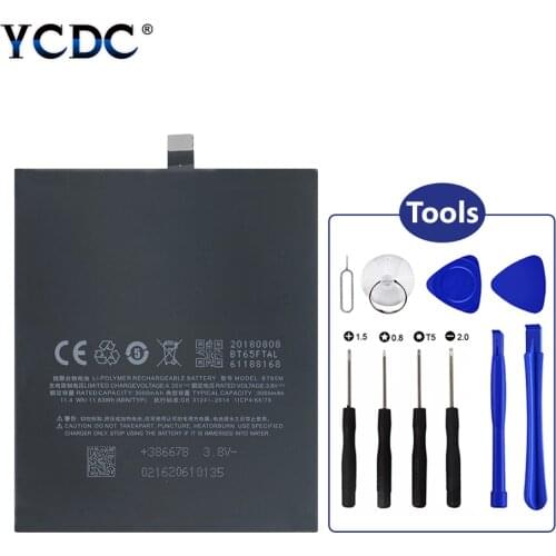 3.8V BT65M Phone Battery Replacement + Row Line + Repair Tools For Meizu MX6 M685C M685Q M685U(MX 6) 3060mAh Lithium Battery