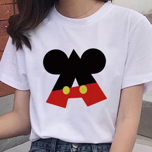 Custom Name Letter Combination Womens High quality Printing T-shirt Mickey Mouse Letter Font A B C D E F G Short Sleeve Clothes