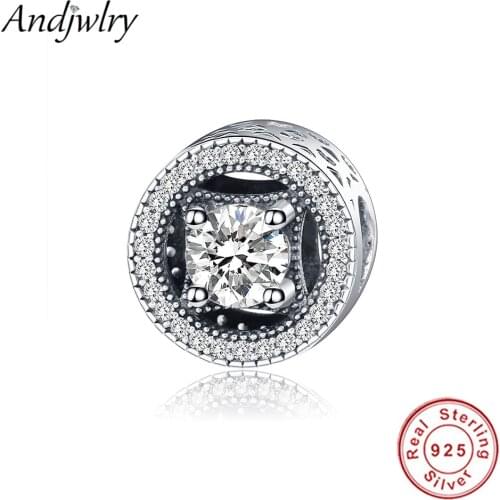 925 Sterling Silver Beads Fit Original Pandora Charms Bracelet Charm With Big Clear CZ Bangle Beads for Women Jewelry Berloque