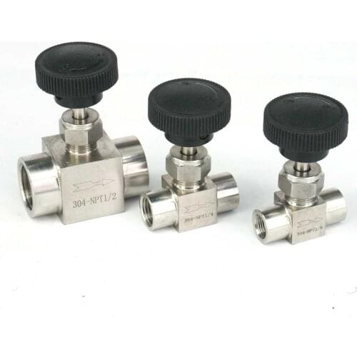 1/8" 1/4" 3/8" 1/2" NPT Female 304 Stainless Steel Equal Straight Flow Control Needle Valve Water Gas Oil 915 PSI