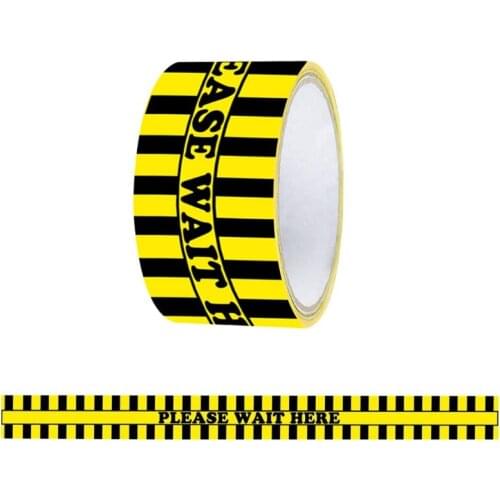 1Roll Please Wait Here Warning Floor Tape Social Distancing Marking Tape Yellow June