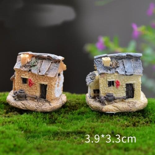 1PC Cute Mini House DIY Resin Fairy Garden Craft Decoration Miniature Terrarium DIY Fake Moss Miniature Garden Ornament Craft