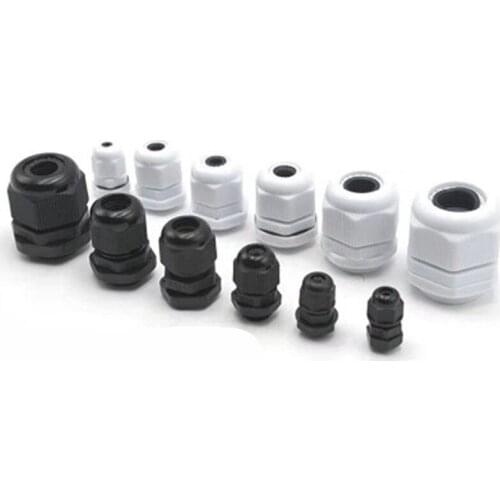 10pcs IP68 PG7/PG9/PG11/PG13.5/PG16 for 3-6.5mm Wire Cable CE White Black Waterproof Nylon Plastic Cable Gland Connector