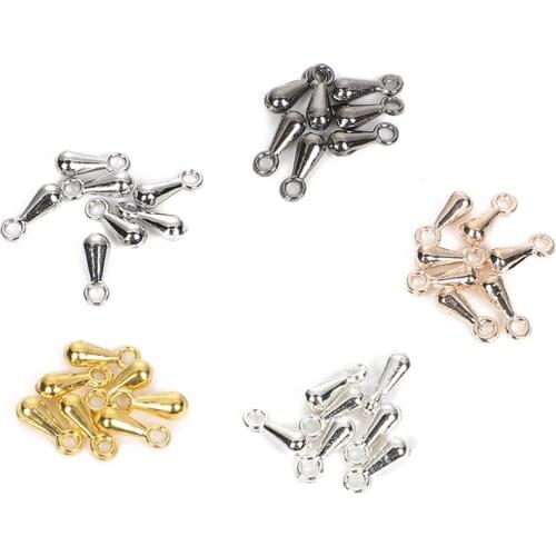 100Pcs 7x3mm Gold 5 Colors Alloy Water Drop End Beads Pendants For Tail Extender Chain Jewelry Marking DIY Findings Accessories