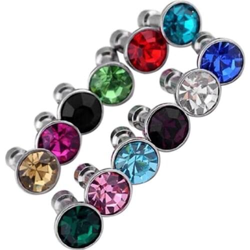 12 Pcs Mixed Color Blinges Rhinestone Copper Anti Dust Plug 3.5mm for Apple iPhone