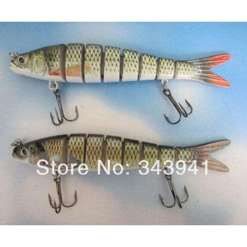 2Pcs/Lot Lifelike 8 Sections Fishing Lure Swimbait Hard Bait Crankbait Fishhook Fishing Tackle