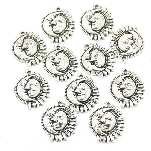 20Pcs 16*20mm Natural Charms Two Color Round Sun Moon Pendants Decoration For DIY Handmade Jewelry Making Material