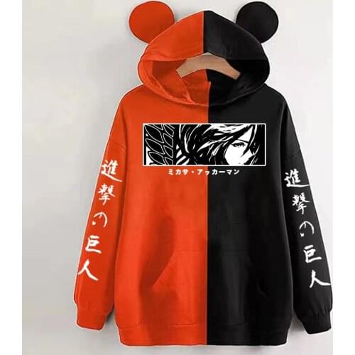 2021 Anime Attack On Titan Print Casual Christmas Hoodies for Women Girl Teens Pullover