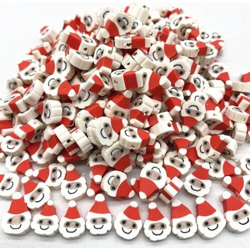 New 30pcs Christmas Snowman Clay Spacer Beads Polymer Clay Beads for Jewelry Making DIY Charms Bracelet Necklace # 01