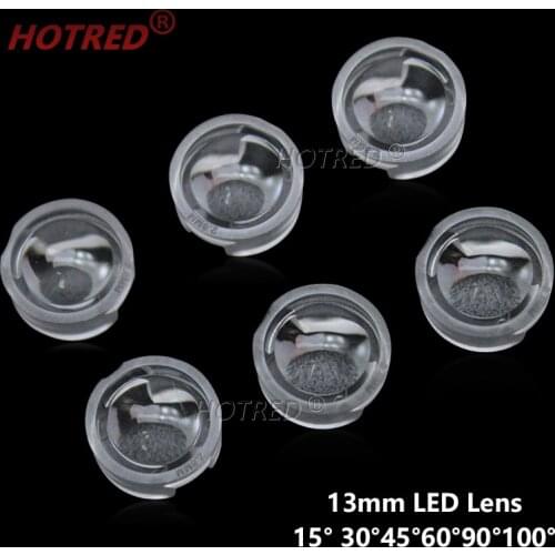 406pcs 13mm IR LED lens 15 30 45 60 90 100 Degree 13mm Mini LED PCB Angle Lens for 1W 3W 5W LED Lamp Convex Lenses