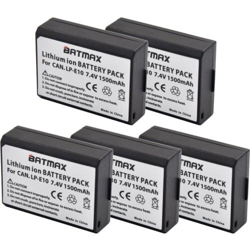 5Pcs LP-E10 LP E10 Rechargeable Camera Batteries (1500mAh) for Canon Camera 1100D Rebel T3 Kiss X50 LPE10 Wholesale