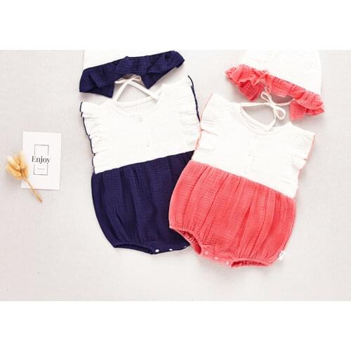 Baby clothes summer thin one-piece cotton triangle romper summer baby cute stitching triangle romper summer