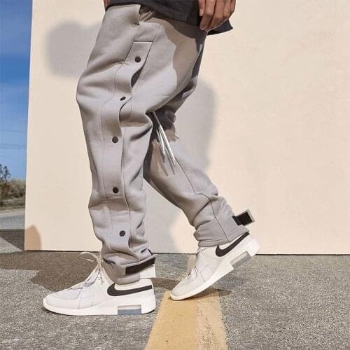 Fashion Fog Long Pants Men Casual Sweatpants Jogger Trousers Fashion Fitted Bottoms Street Wear Hip Hop Button Design