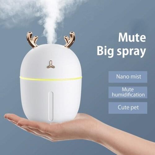 ELOOLE 300ML Humidifier Cute Antler Maker USB Fogger Mist Maker Aroma Essential Oil Diffuser Household Mini Air Purification