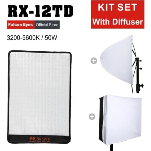 Falcon Eyes Portable 50W Roll-flex LED MAT 280pcs LED Waterproof Flexible LED Photo Light RX-12TD with Diffuser