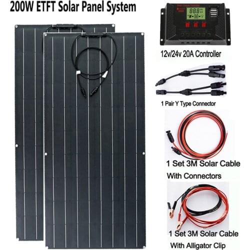 Flexible Solar Panel Kit 300W 200W 100W 12V 24V PET Or ETFE 1000W Power Battery Charge Energy System For Home Camping Boat RV