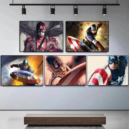 Canvas Paintings Disney Marvel Superhero Captain America Poster Print Wall Art Picture for Living Kid Room Home Decoration