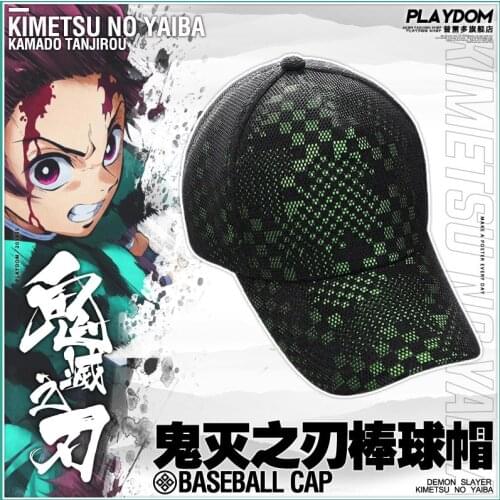 Anime Demon Slayer: Kimetsu no Yaiba Kamado Tanjirou Casual Cap Cosplay Hip Hop Fashion Caps Baseball Hat Cap Costume Props