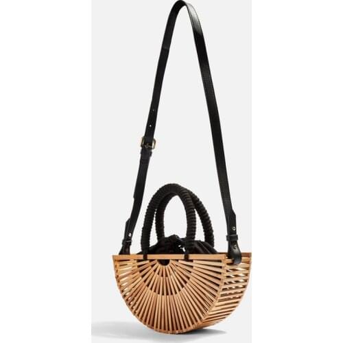 Ancient style creative fashion bamboo woven bag one shoulder Crossbody rattan woven bag outdoor beach bag environmental bag