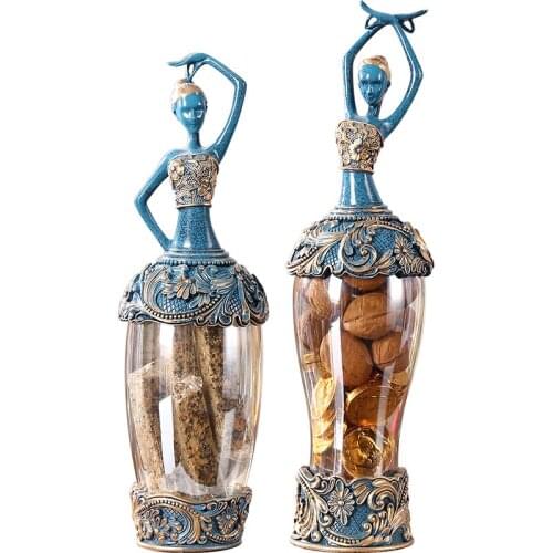 Creative Resin Glass Storage Jar Dancing Girl Decoration with Lid Storage Organization Desktop Modern Home Decorations